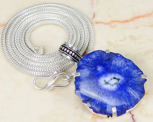 Solar Quartz & 925 Silver Handmade Fashionable Necklace 22&1" G83-34646 925chain "Handmade"