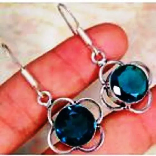 Tsavorite Quartz & 925 Silver Handmade Beautiful drop Earrings 42mm G82-34271 "Handmade"