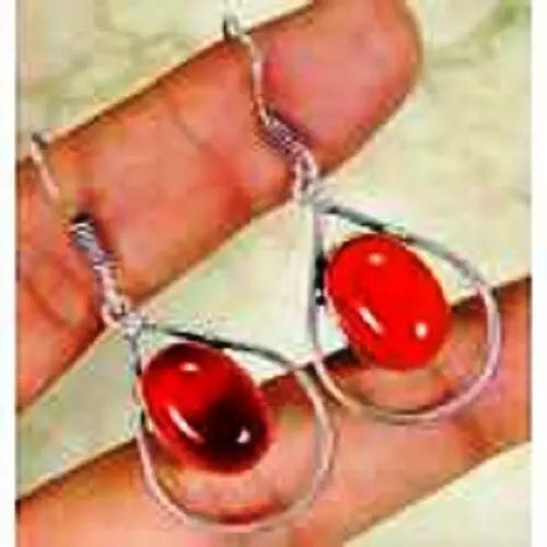 funky Red Quartz & 925 Silver Handmade Elegant Drop Earrings 46mm B12-5052 "Handmade"