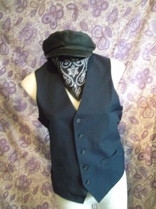 funky Steampunk/TrueVintage mens/unisex black UnoLorenzo Waistcoat Size 40" Wonkey Donkey Bazaar