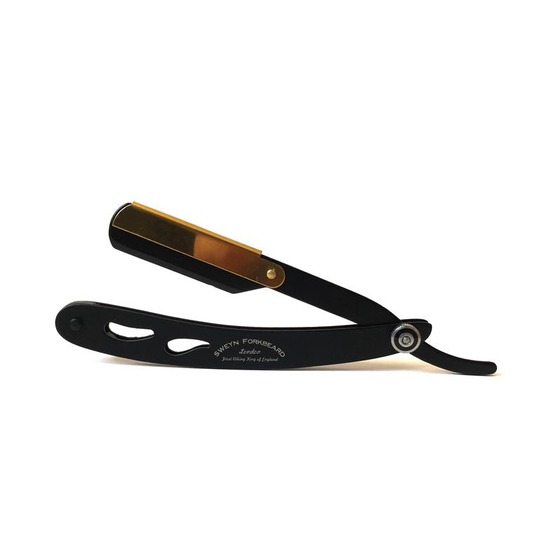 Straight Razor SF8 Black & Gold with Wooden Box Sweyn Forkbeard