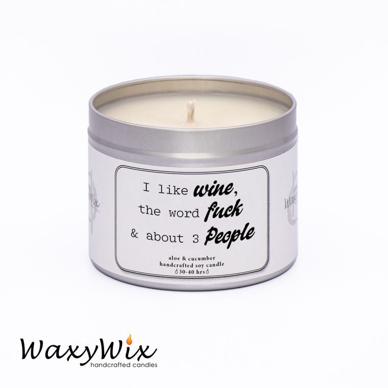 I like wine...funny/rude candle - handmade vegan soy wax candle - 225 ml WaxyWix UK