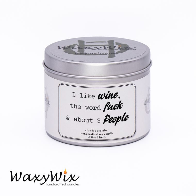 I like wine...funny/rude candle - handmade vegan soy wax candle - 225 ml WaxyWix UK