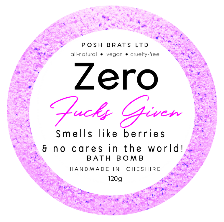 Zero Fucks Given Bath Bomb VEGAN Posh Brats Wholesale