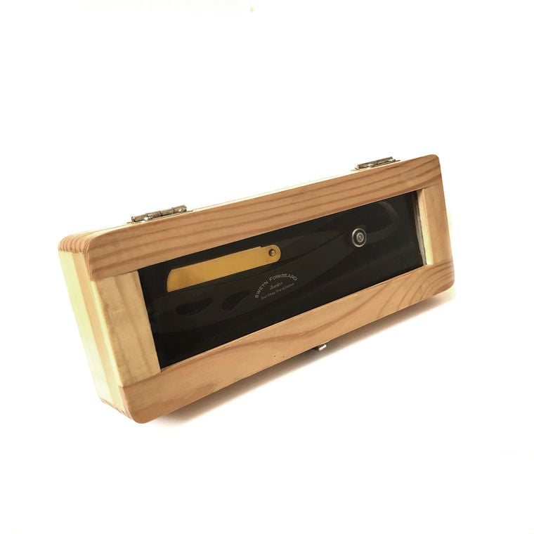 Straight Razor SF8 Black & Gold with Wooden Box Sweyn Forkbeard