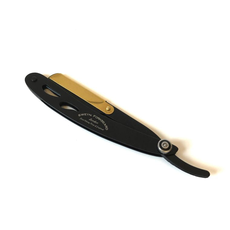 Straight Razor SF8 Black & Gold with Wooden Box Sweyn Forkbeard